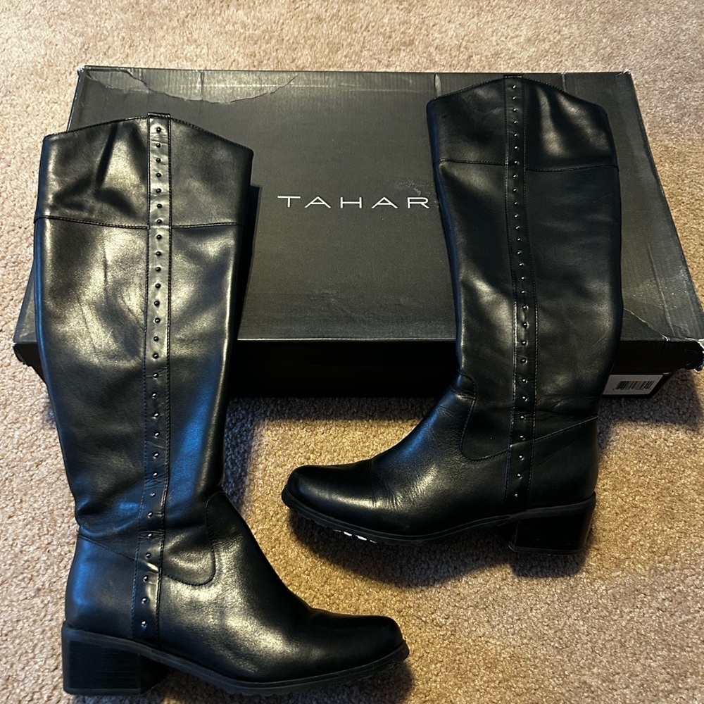 Tahari Black Tall Studded Boot
